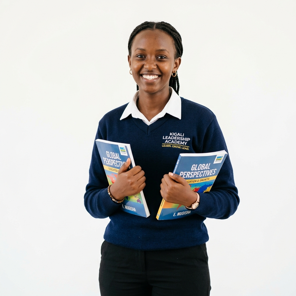 Smart, confident young Rwandan student
